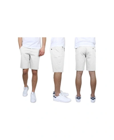 Galaxy By Harvic Men's 5-pocket Flat-front Slim-fit Stretch Chino Shorts In White