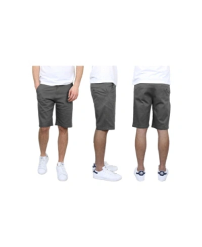 Galaxy By Harvic Men's 5-pocket Flat-front Slim-fit Stretch Chino Shorts In Gray