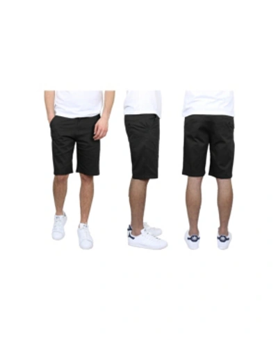 Galaxy By Harvic Men's 5-pocket Flat-front Slim-fit Stretch Chino Shorts In Black