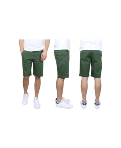 Galaxy By Harvic Men's 5-pocket Flat-front Slim-fit Stretch Chino Shorts In Olive