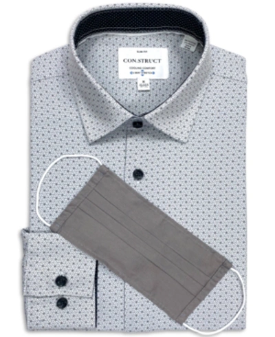 Construct Con. Struct Men's Slim-fit Performance Stretch Interlocked Geo Print Dress Shirt, Created For Macy's In Grey