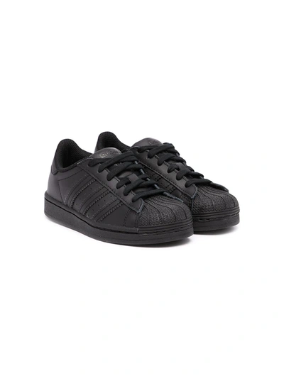 Adidas Originals Kids' Superstar Low-top Leather Sneakers In Black