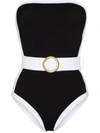 Alexandra Miro Whitney Belted Strapless One Piece Swimsuit In Black