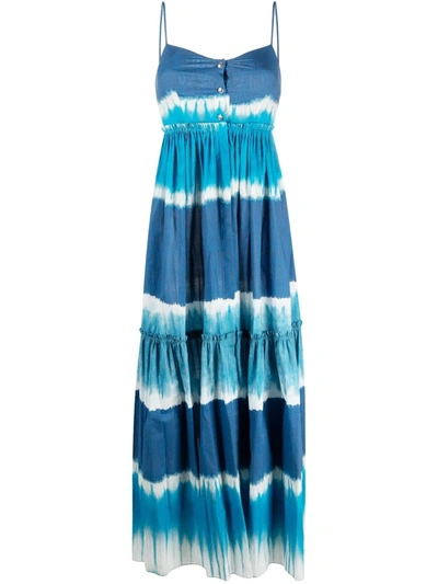 Alberta Ferretti Stripe Pattern Long Dress In Blue