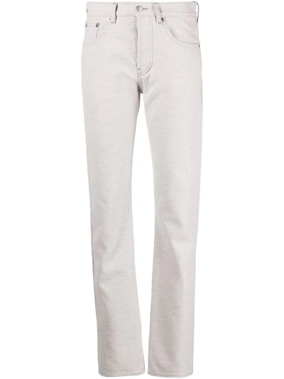 Maison Margiela Frayed High-rise Slim-leg Jeans In White