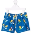 Mc2 Saint Barth Minions Print Recycled Fiber Swim Shorts In Blue