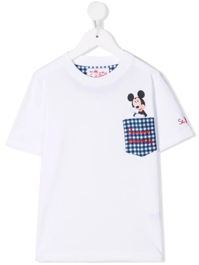 Mc2 Saint Barth Kids' Kea Mickey-print Cotton T-shirt In White