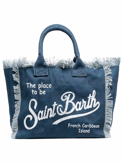 Mc2 Saint Barth Logo-print Denim Tote Bag In Blue