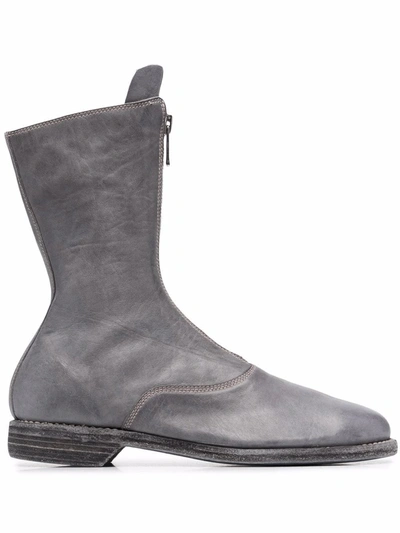 Guidi Front Zip Ankle Boots In Grey