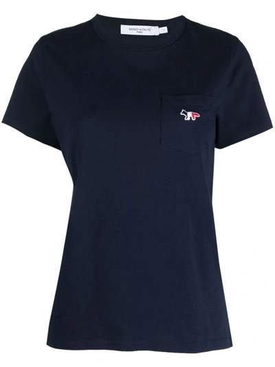 Maison Kitsuné Logo-patch T-shirt In Navy