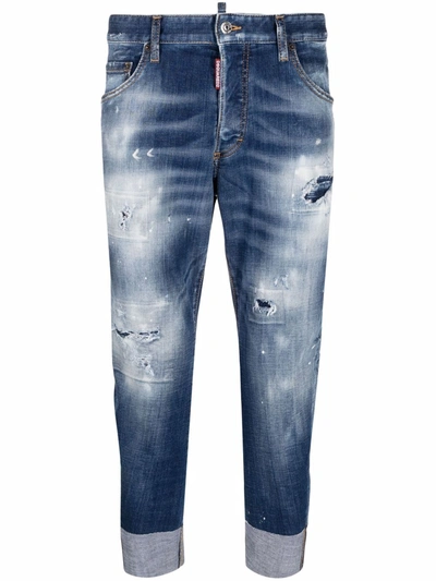 Dsquared2 Mid-rise Cropped Jeans In Blue