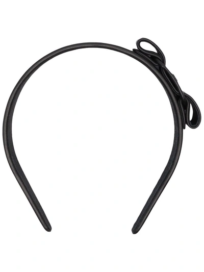 Ferragamo Bow-detail Leather Headband In Black