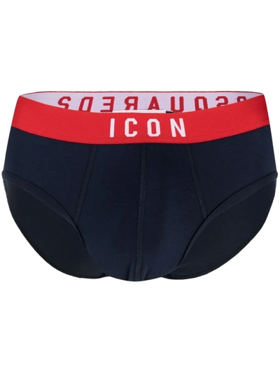 Dsquared2 Icon Waistband Briefs In Blue