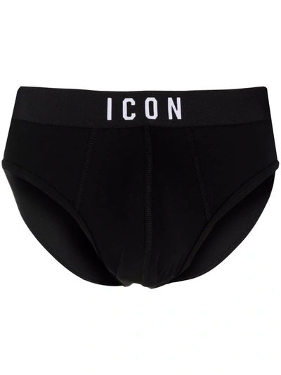 Dsquared2 Icon Waistband Briefs In Black