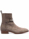 Philipp Plein Nabuk Leather Ankle Boots In Beige