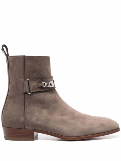 Philipp Plein Nabuk Leather Ankle Boots In Beige