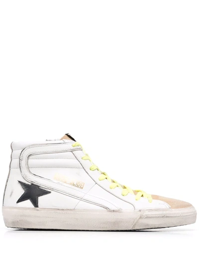 Golden Goose Slide High-top Sneakers In 11198 White/yellow/b