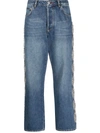 Philipp Plein Crystal Cable Wide-leg Jeans In Blau