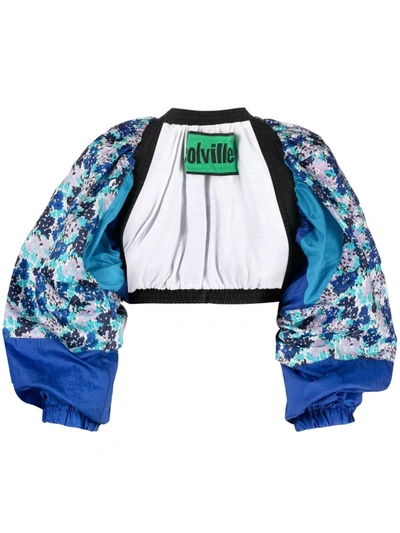 Colville Floral-print Open-front Cropped Jacket In Blau