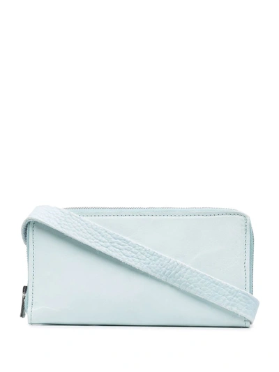 Guidi Textured-strap Wallet In Blau