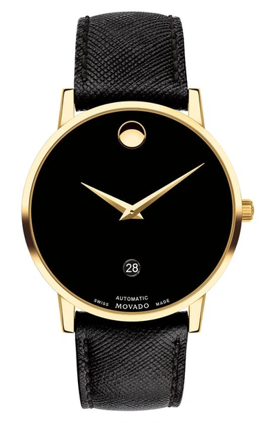 Movado Museum Classic Automatic Black Dial Mens Watch 0607566 In Gold