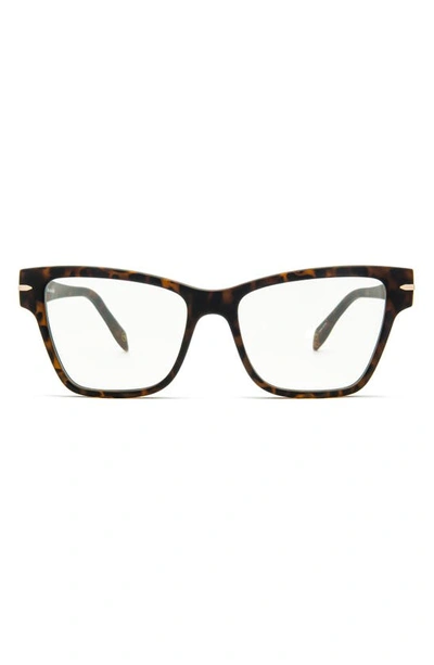 Mita 53mm Square Blue Light Blocking Glasses In Matte Brown Demi