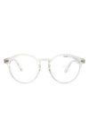 Aimee Kestenberg Ludlow 50mm Round Blue Light Blocking Glasses In Crystal Clear/ Clear