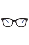 Aimee Kestenberg Bleeker 50mm Rectangle Blue Light Blocking Glasses In Shiny Black/ Clear