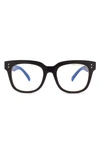 Aimee Kestenberg Houston 52mm Square Blue Light Blocking Glasses In Shiny Black/ Clear