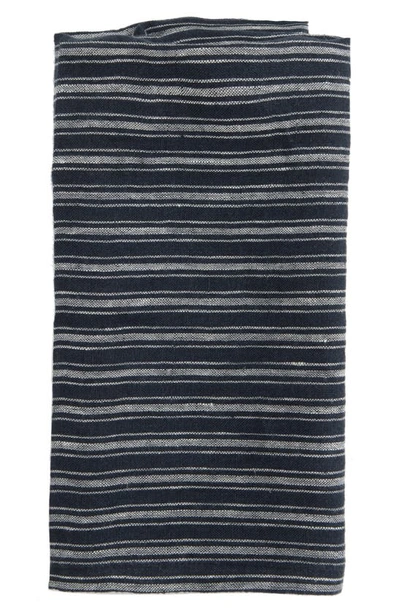 Caravan Boat Stripe Set Of 2 Linen Towels In White/blue