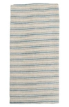 Caravan Boat Stripe Set Of 2 Linen Towels In Natural/blue