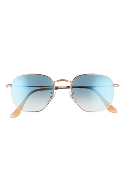 Ray Ban 51mm Gradient Aviator Sunglasses In Arista/ Clear Gradient Blue