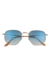 Ray Ban 54mm Aviator Sunglasses In Arista/ Clear Gradient Blue