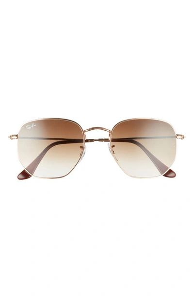 Ray Ban 54mm Geometric Sunglasses In Arista/ Clear Gradient Brown