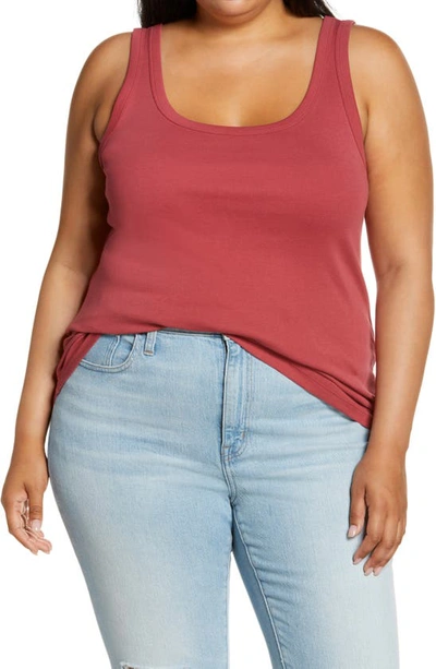 Caslonr Caslon Melody Ribbed Scoop Neck Tank In Red Earth