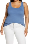 Caslonr Caslon Melody Ribbed Scoop Neck Tank In Blue Moonlight