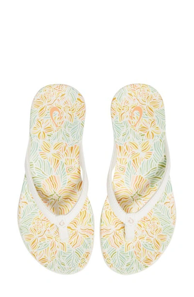 Olukai Ho'opio Hau Flip Flop In White/ Hau