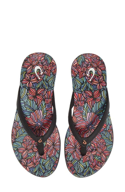 Olukai Ho'opio Hau Flip Flop In Onyx/ Hau