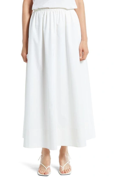 The Row Lili Pleated Cotton-poplin Maxi Skirt In Optic White