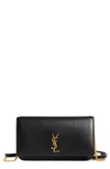 Saint Laurent Monogram Phone Shoulder Bag In 2721 Dark Beige