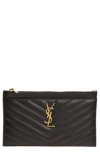 Saint Laurent Monogramme Quilted Leather Zip Pouch In 3344 Vert Kaki