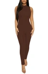 Naked Wardrobe The Nw Sleeveless Jumpsuit In Chocolate