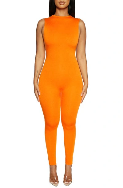 Naked Wardrobe The Nw Sleeveless Jumpsuit In Deep Orange