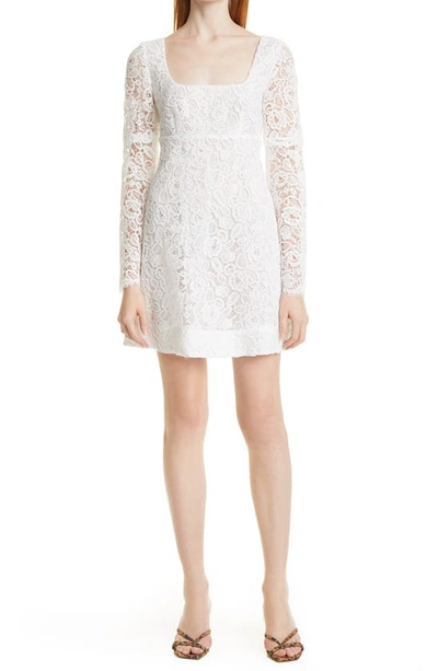 Staud Beth Long Sleeve Lace Minidress In White | ModeSens
