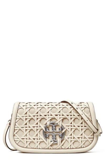 Tory Burch Miller Basketweave Leather Convertible Clutch In New Ivory