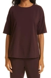 Eileen Fisher Organic Cotton Blend Boxy Top In Cassis
