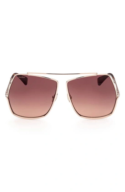 Max Mara Elsa Geo Metal Butterfly Sunglasses In Yellow / Brown