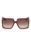 Max Mara 58mm Gradient Square Sunglasses In Shiny Red / Gradient Brown