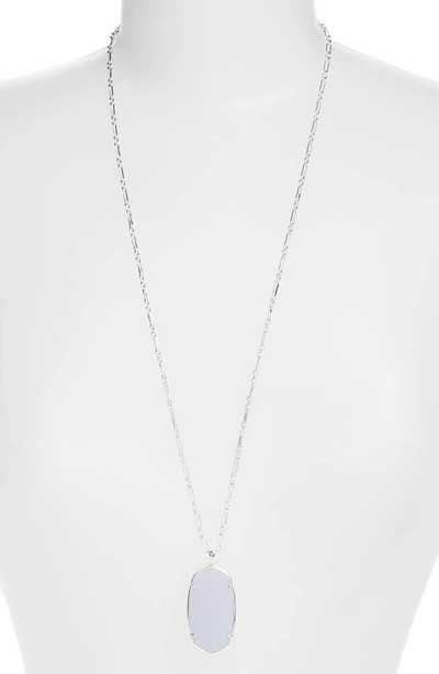 Kendra Scott Reid Long Faceted Pendant Necklace In Bright Slvr Matte Lilac Glas