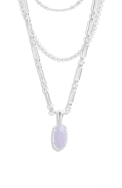 Kendra Scott Ellie Layered Necklace In Bright Slvr Matte Lilac Glas